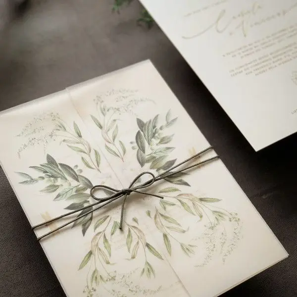 Invitacion con sobre vegetal para eventos