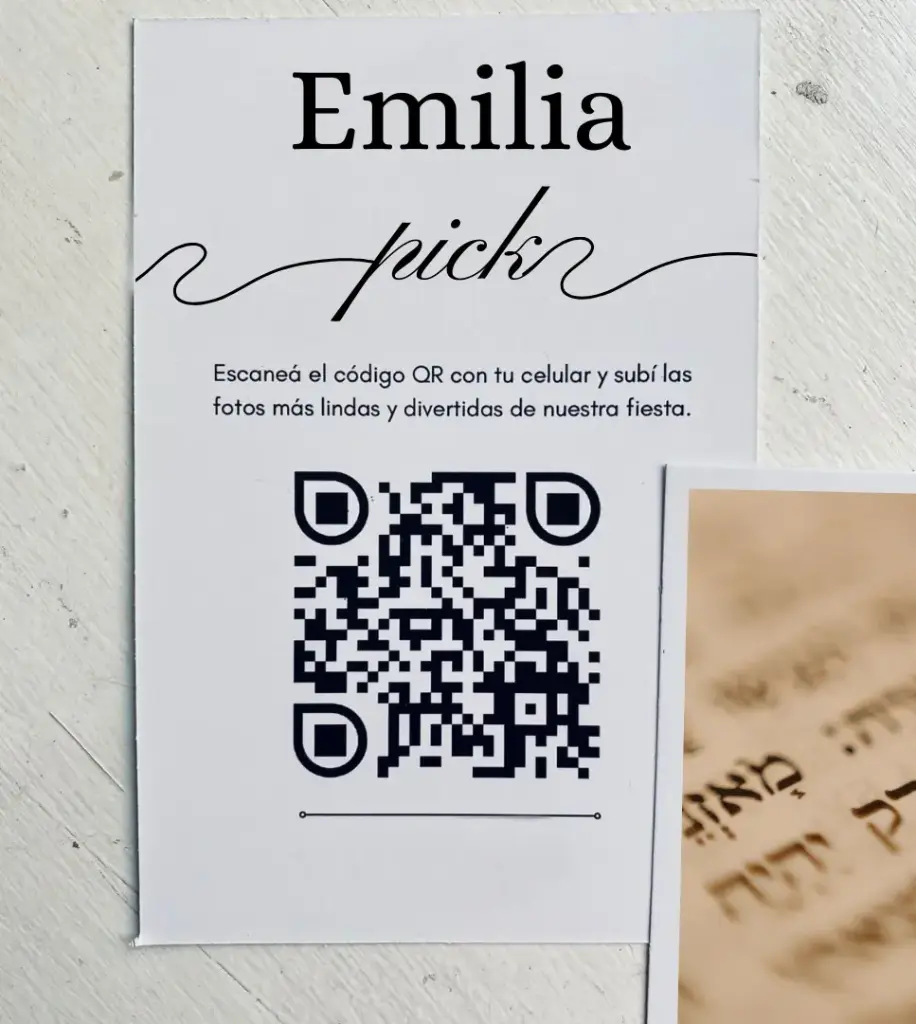 Tarjeta QR fotos para bar y bat mitzva