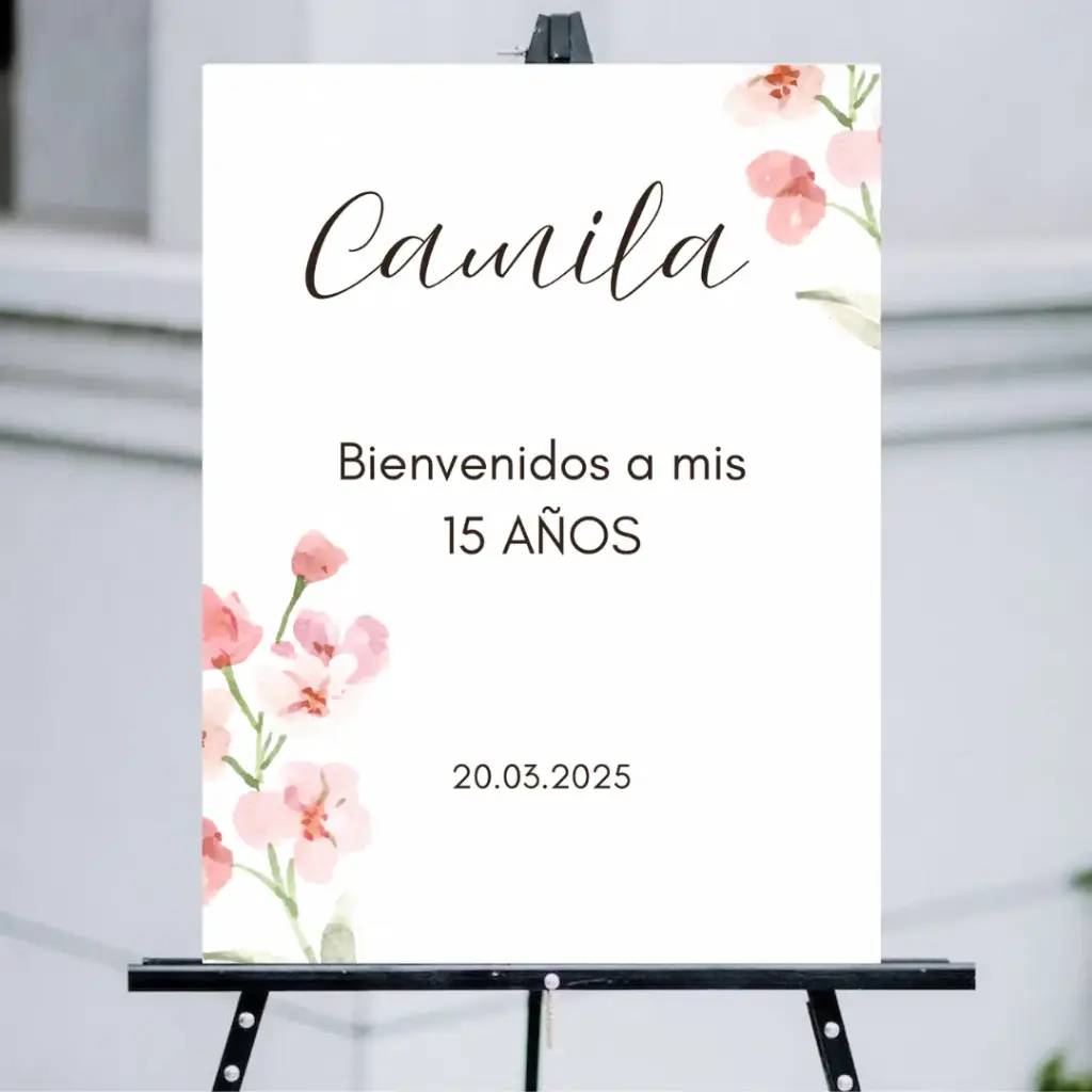 Cartel de bienvenida para quince años