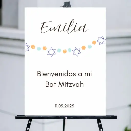 Cartel de bienvenida para bar bat mitzva