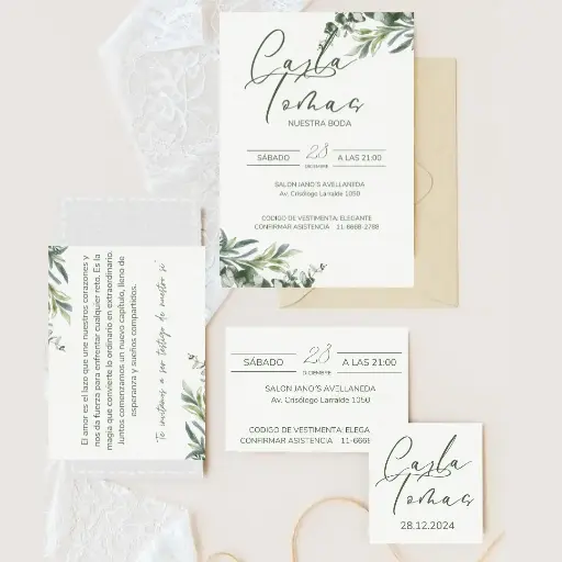 Invitacion 4 piezas para bodas