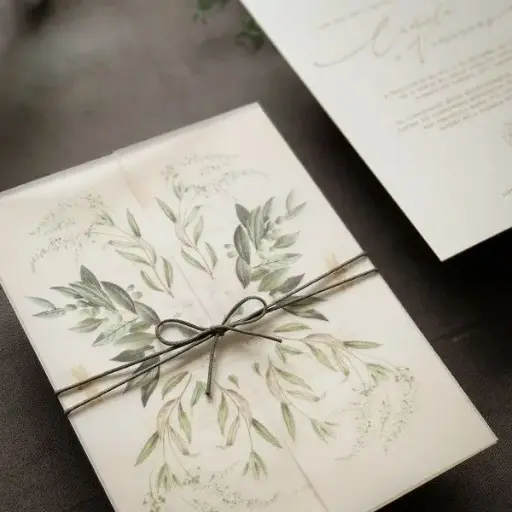 Invitacion con sobre vegetal para bodas